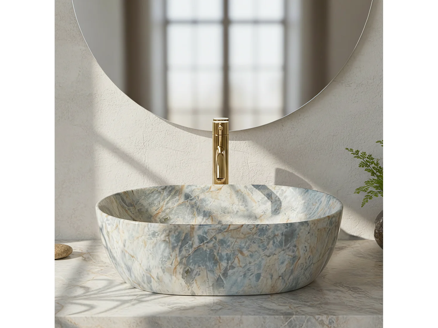 Vasque À Poser Rea Amelia Rustrstone 48 Beige