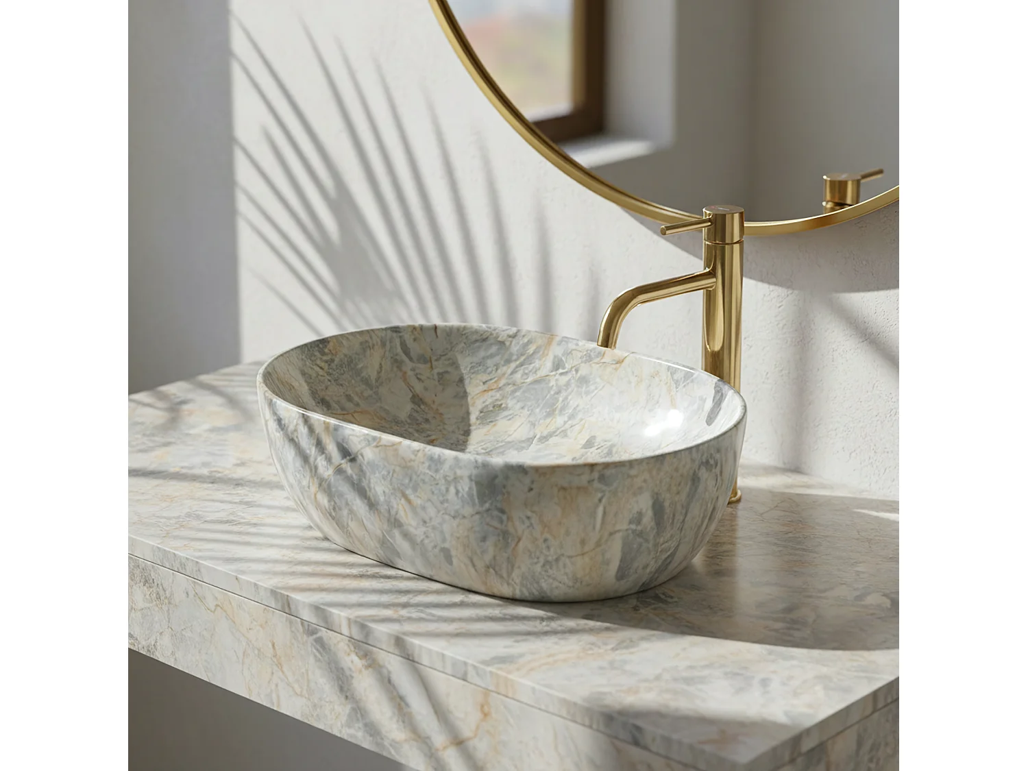 Vasque À Poser Rea Amelia Rustrstone 48 Beige