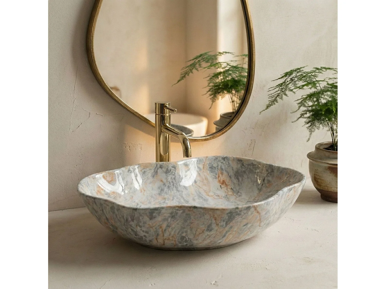 Vasque À Poser Rea Pearl Ruststone Beige