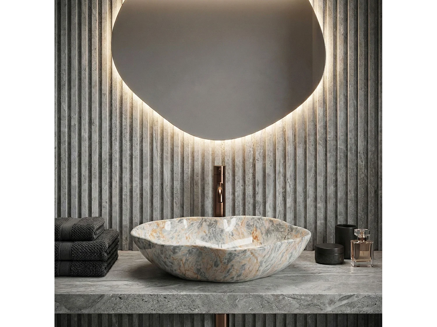 Vasque À Poser Rea Pearl Ruststone Beige