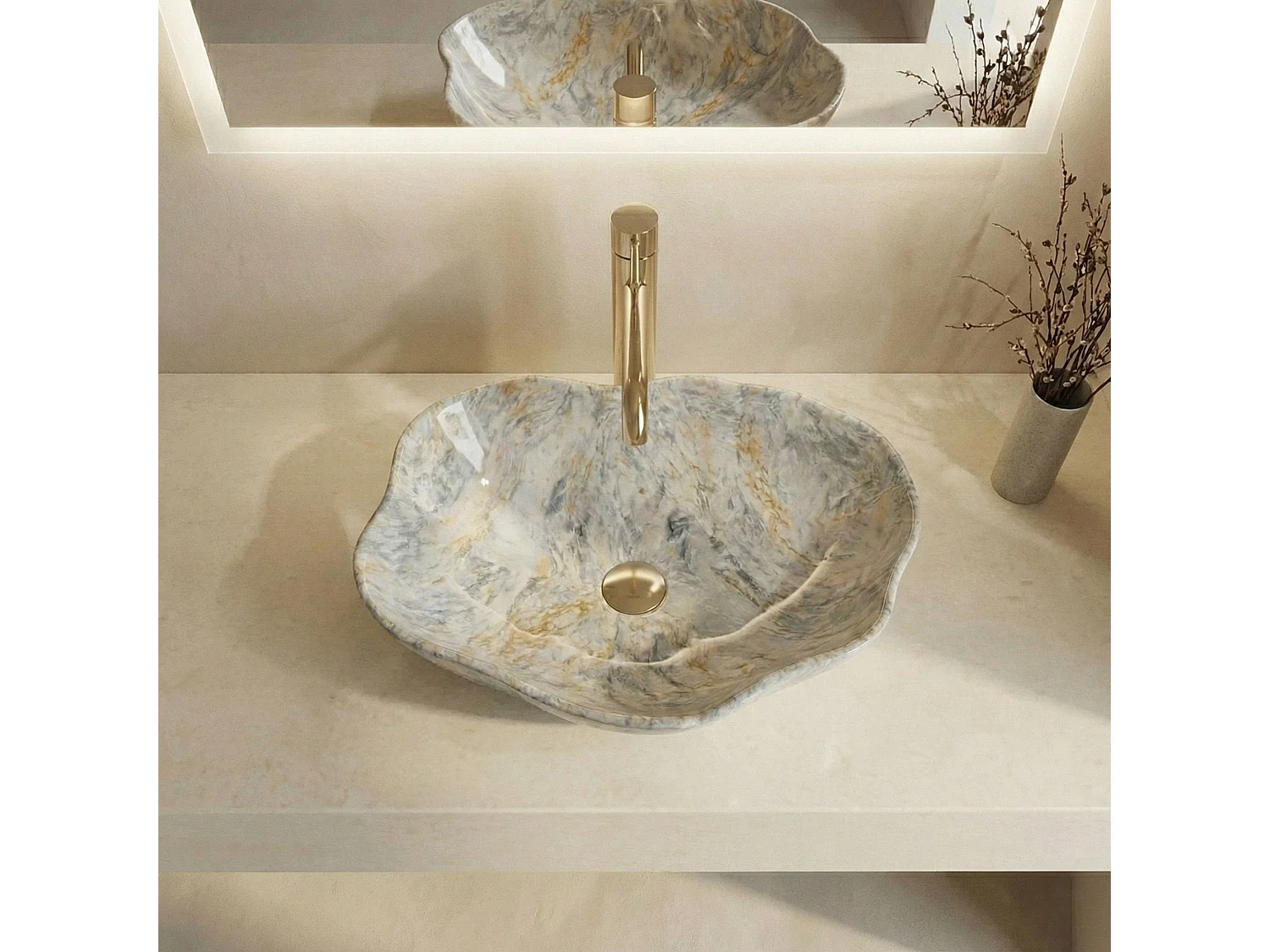 Vasque À Poser Rea Pearl Ruststone Beige