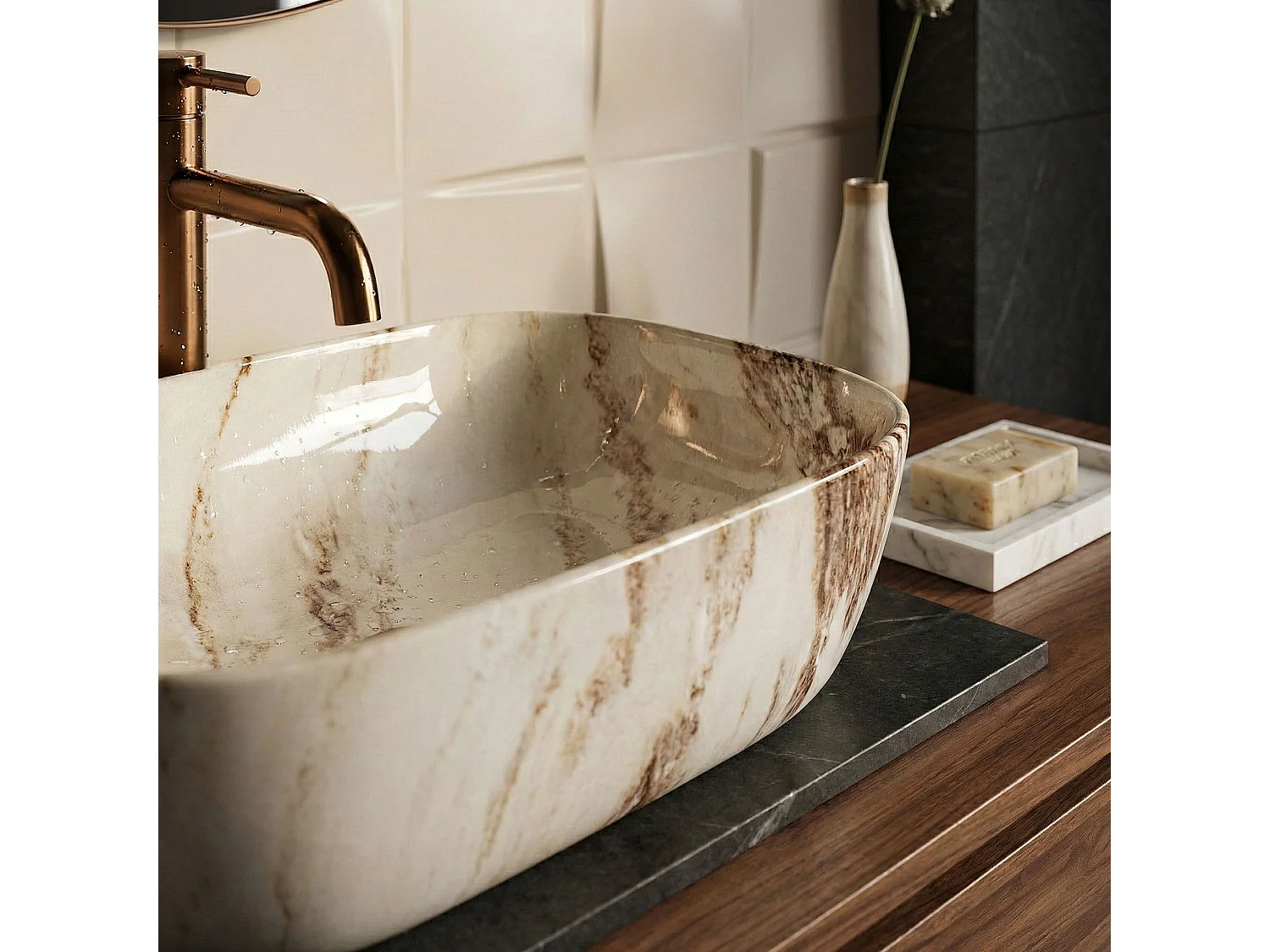 Vasque À Poser Rea Marrone shiny Beige