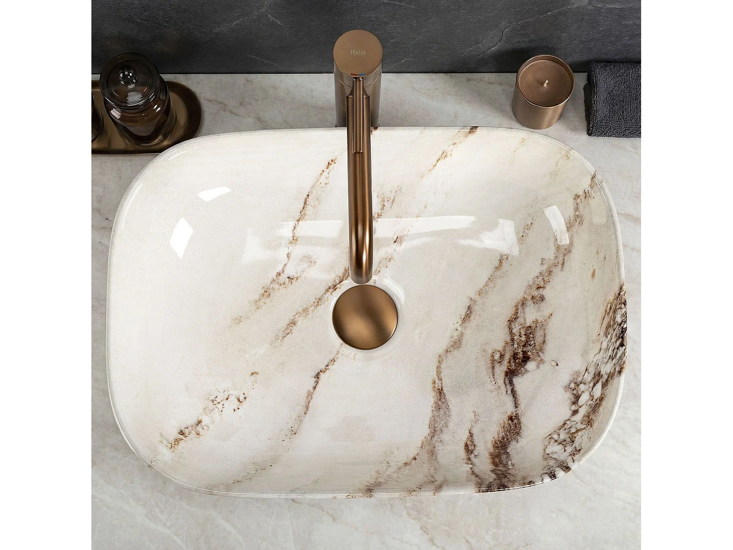 Vasque À Poser Rea Marrone shiny Beige