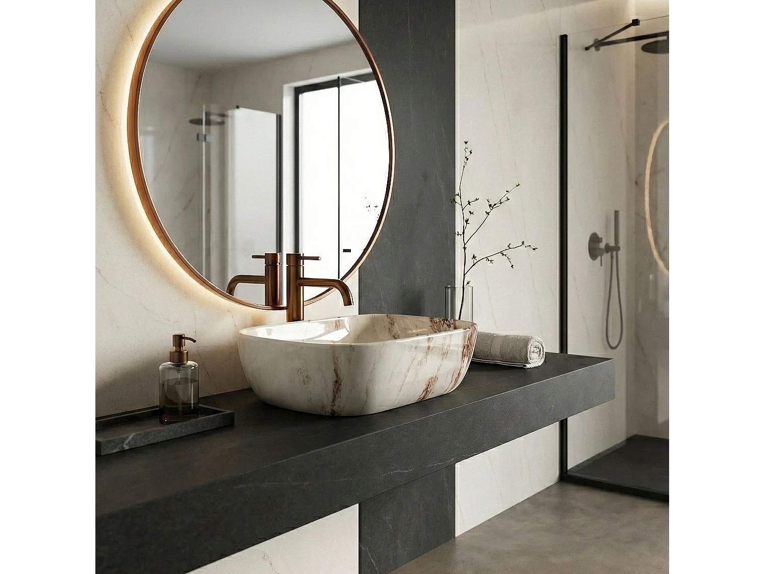 Vasque À Poser Rea Marrone shiny Beige