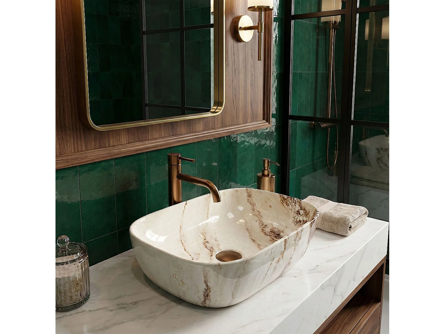 Vasque À Poser Rea Marrone shiny Beige