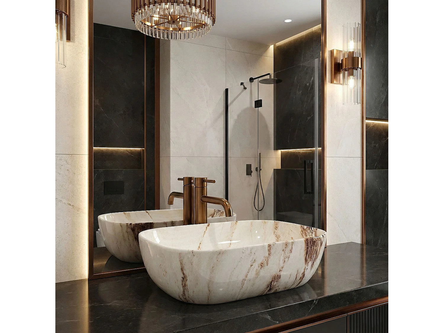 Vasque À Poser Rea Marrone shiny Beige