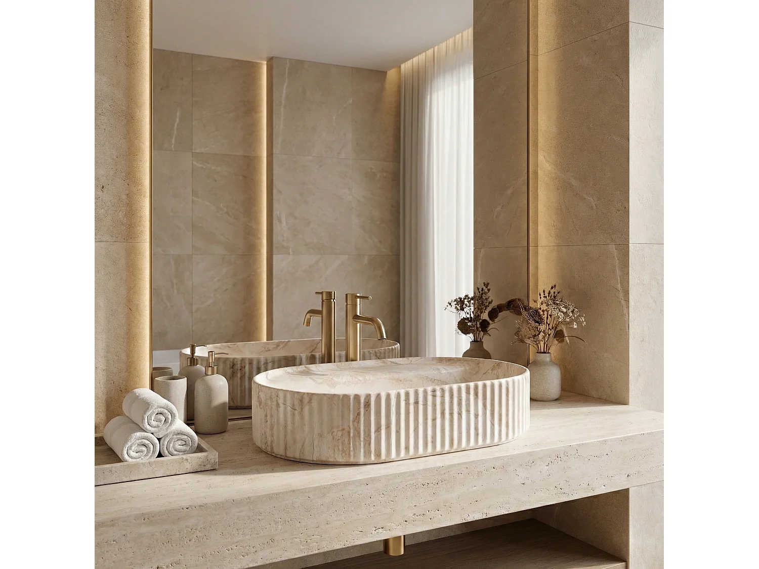 Opzetwastafel Rea Marcela 60 Saturn Beige