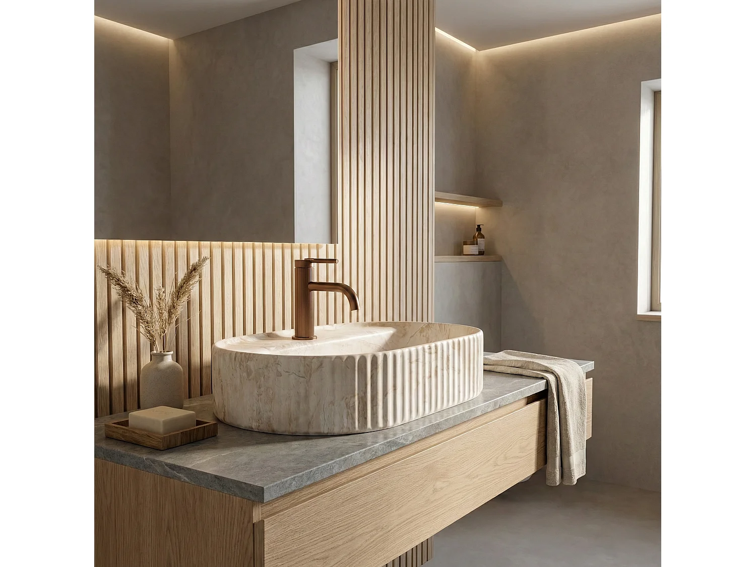 Opzetwastafel Rea Marcela 60 Saturn Beige