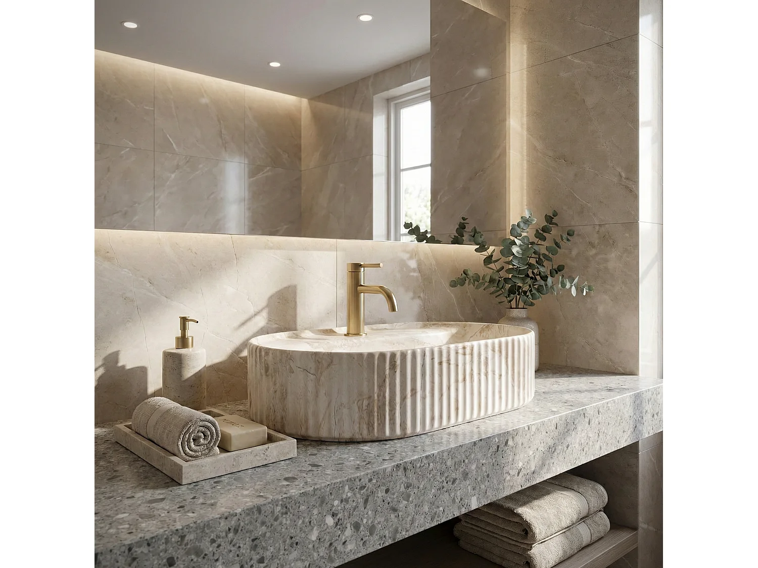 Opzetwastafel Rea Marcela 60 Saturn Beige