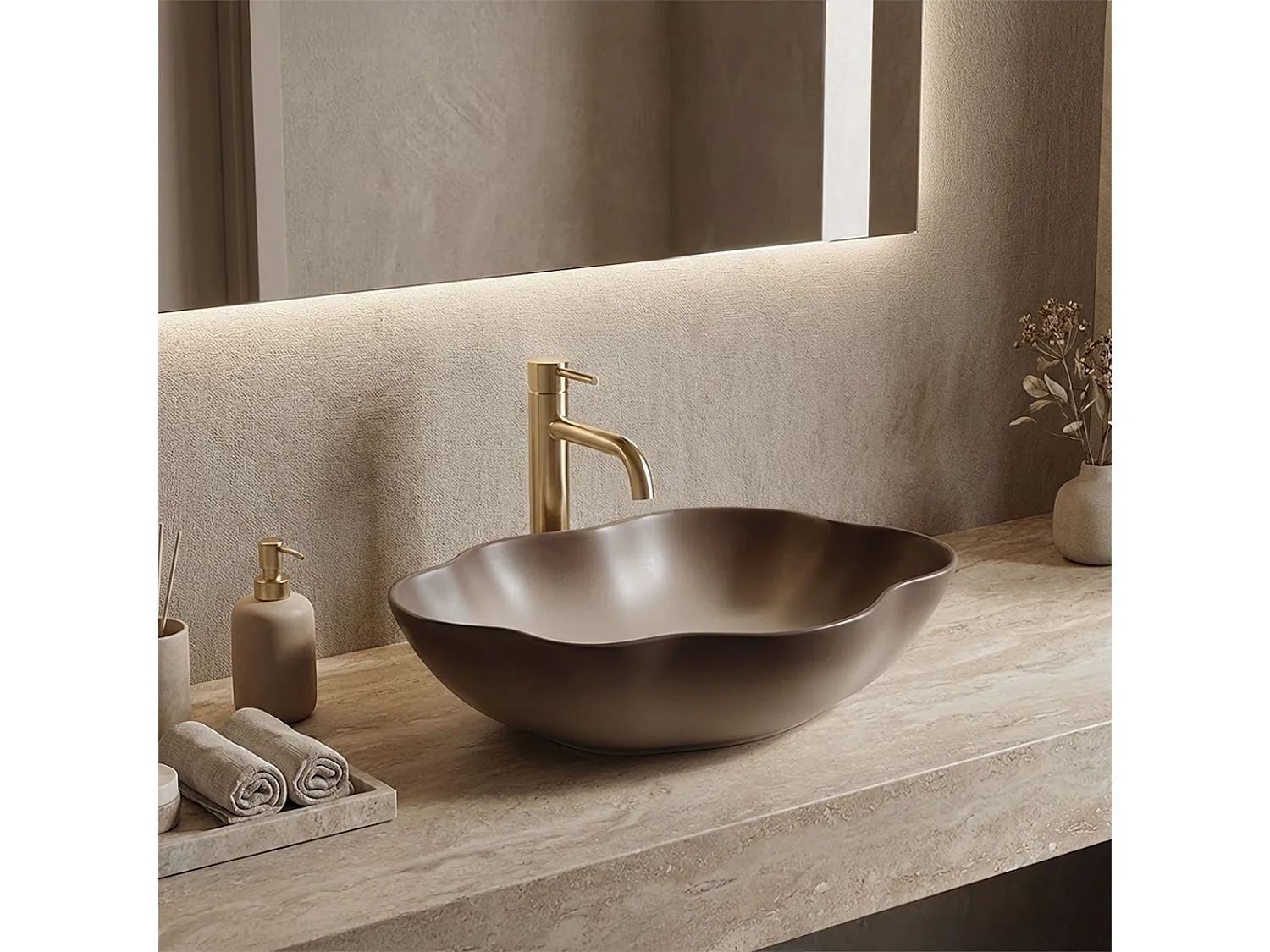 Vasque À Poser Rea Pearl Ombre 48 Beige