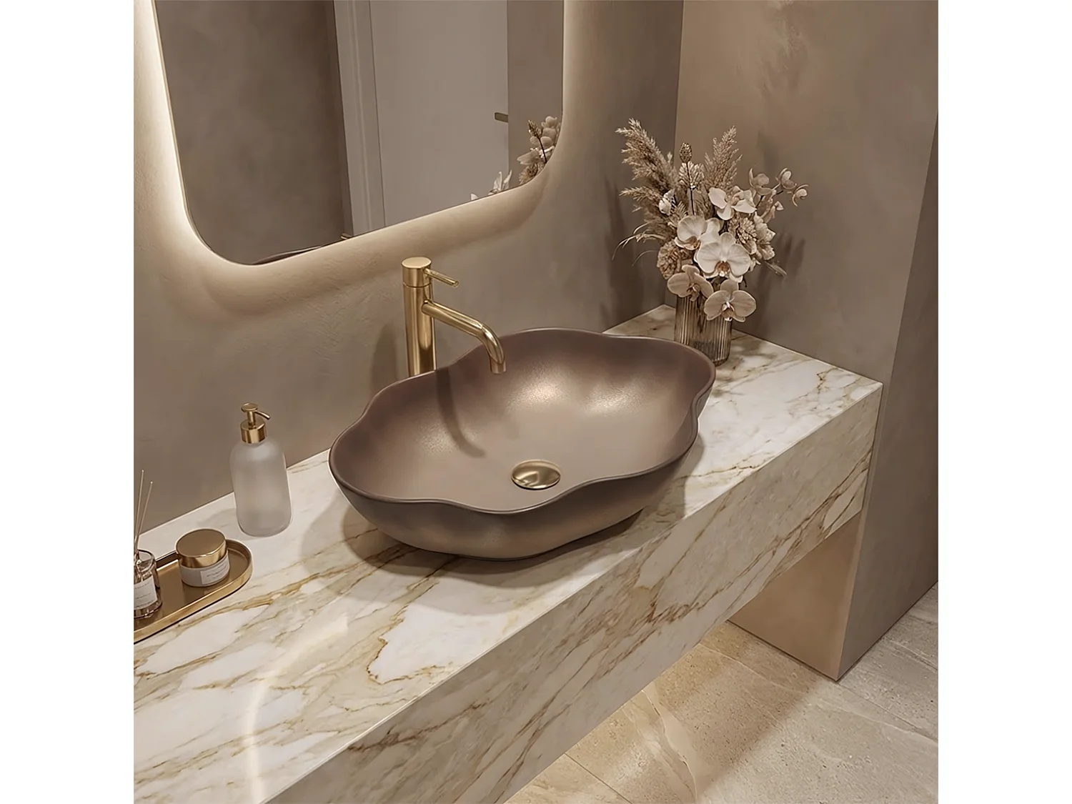 Vasque À Poser Rea Pearl Ombre 48 Beige