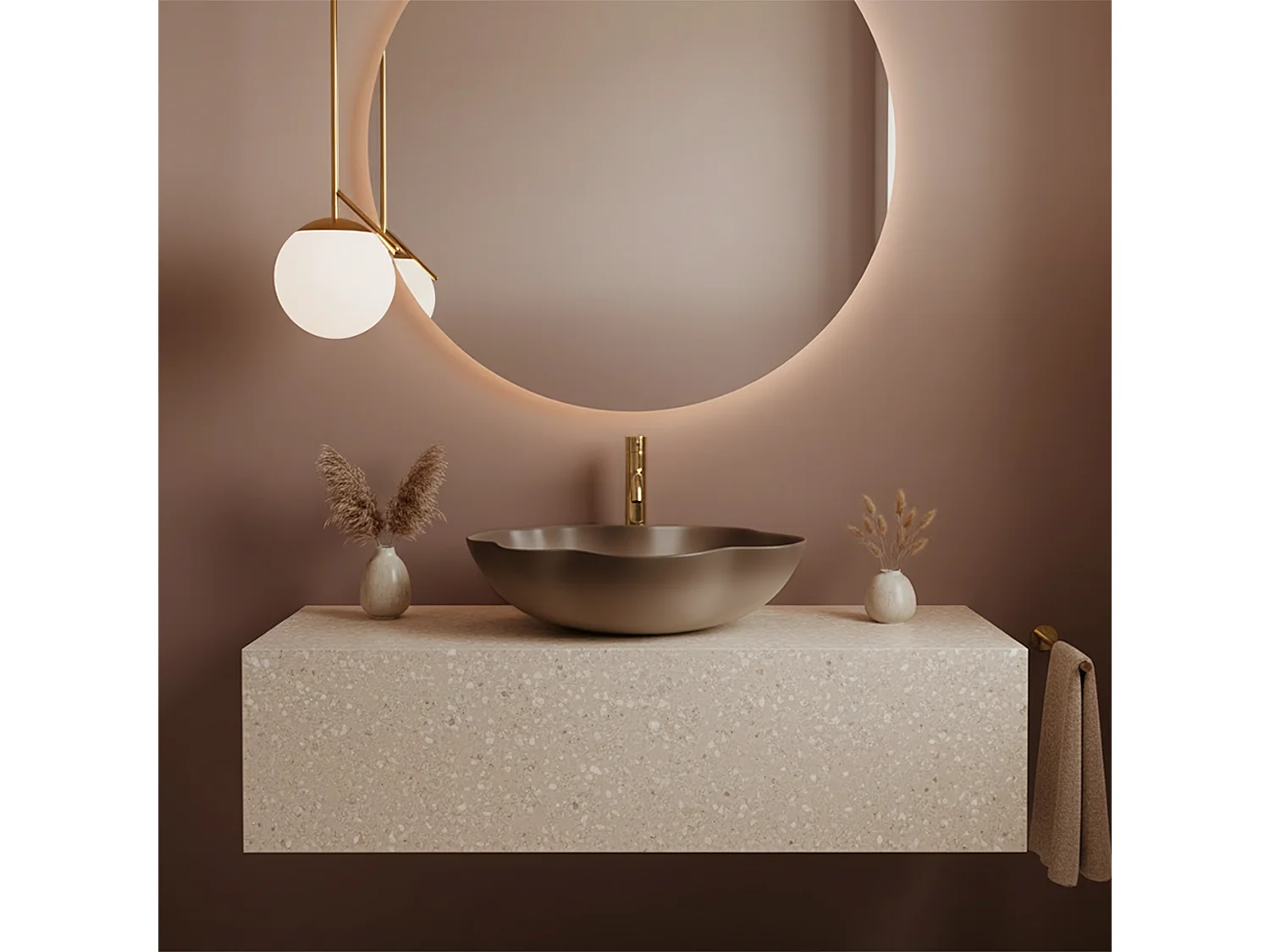 Vasque À Poser Rea Pearl Ombre 48 Beige