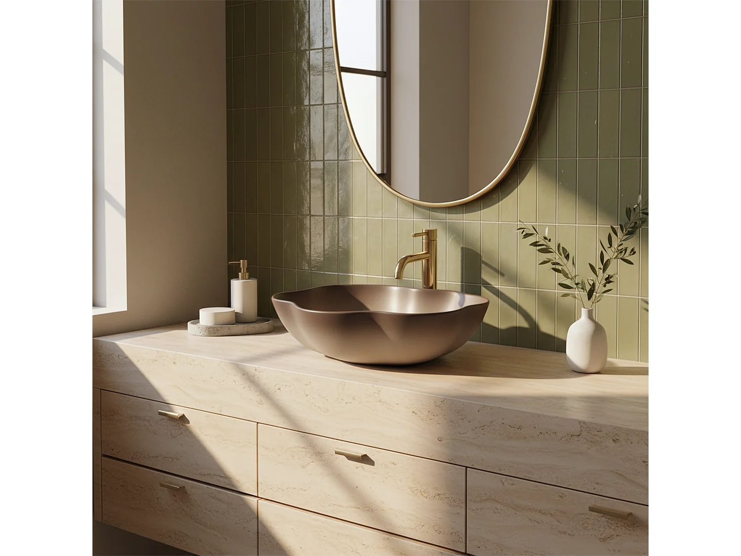 Vasque À Poser Rea Pearl Ombre 48 Beige