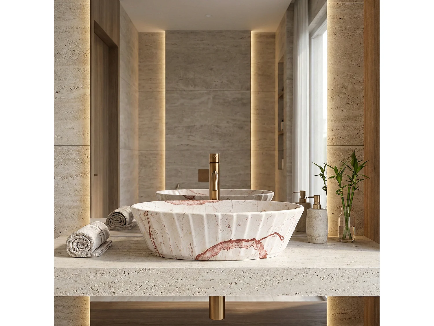 Vasque À Poser Rea Samanta Zen Beige, Stone Imitation