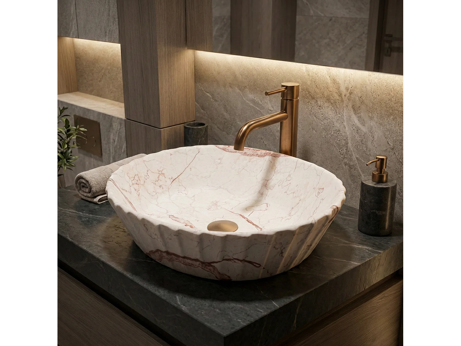 Vasque À Poser Rea Samanta Zen Beige, Stone Imitation