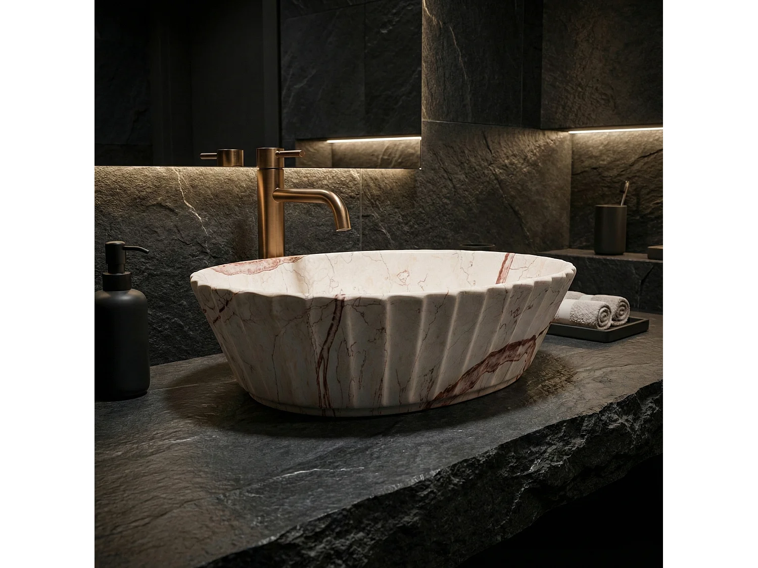 Vasque À Poser Rea Samanta Zen Beige, Stone Imitation