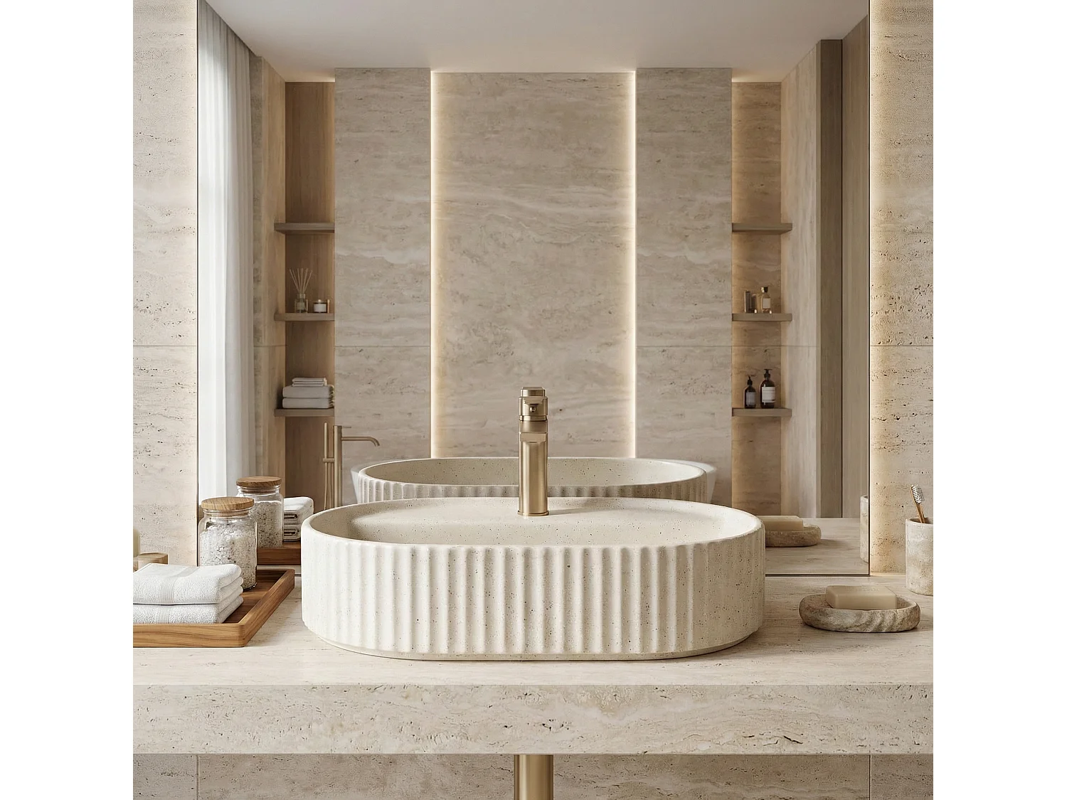 Opzetwastafel Rea Marcela 60 Vanilla Beige