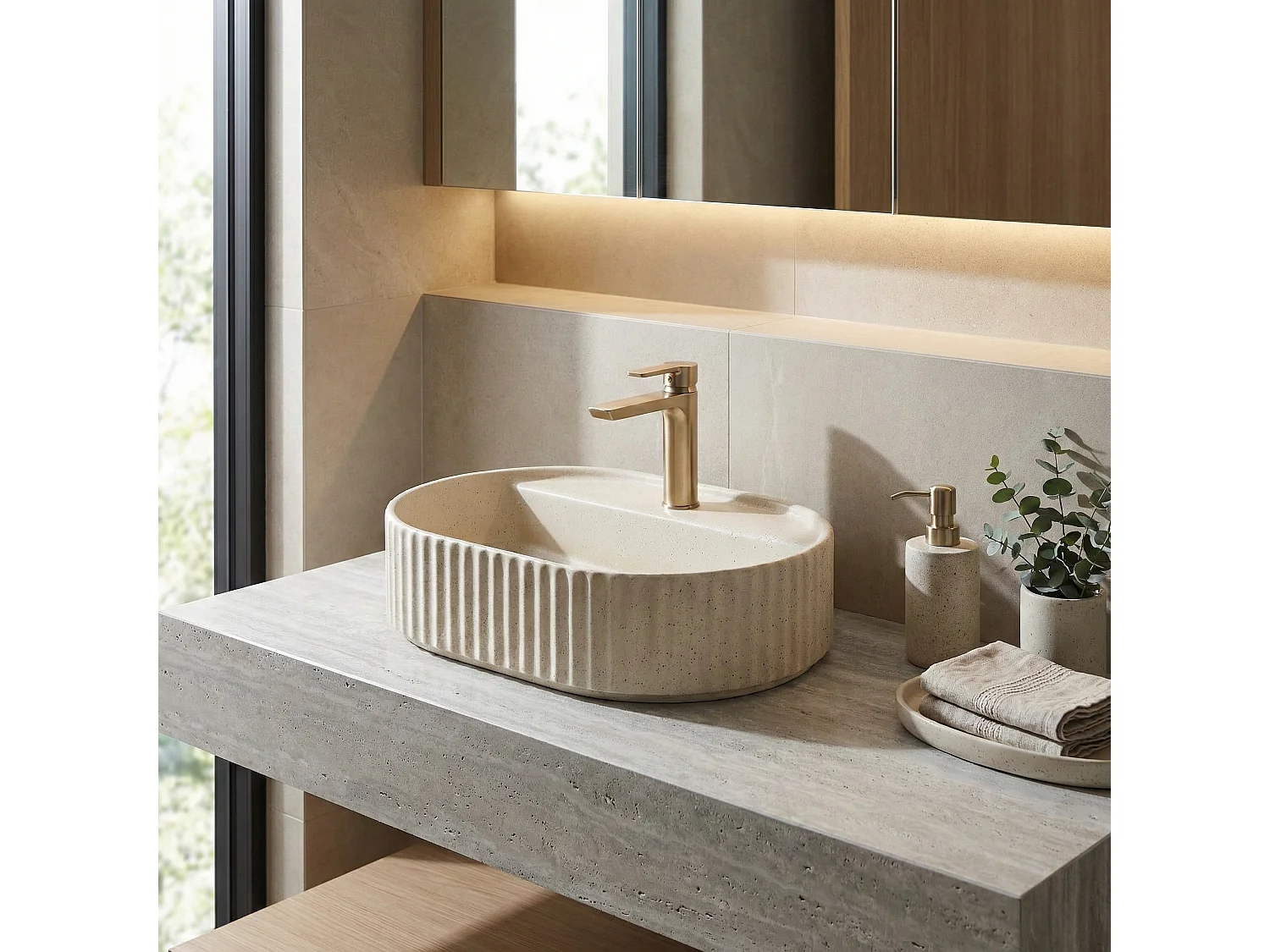 Opzetwastafel Rea Marcela 60 Vanilla Beige