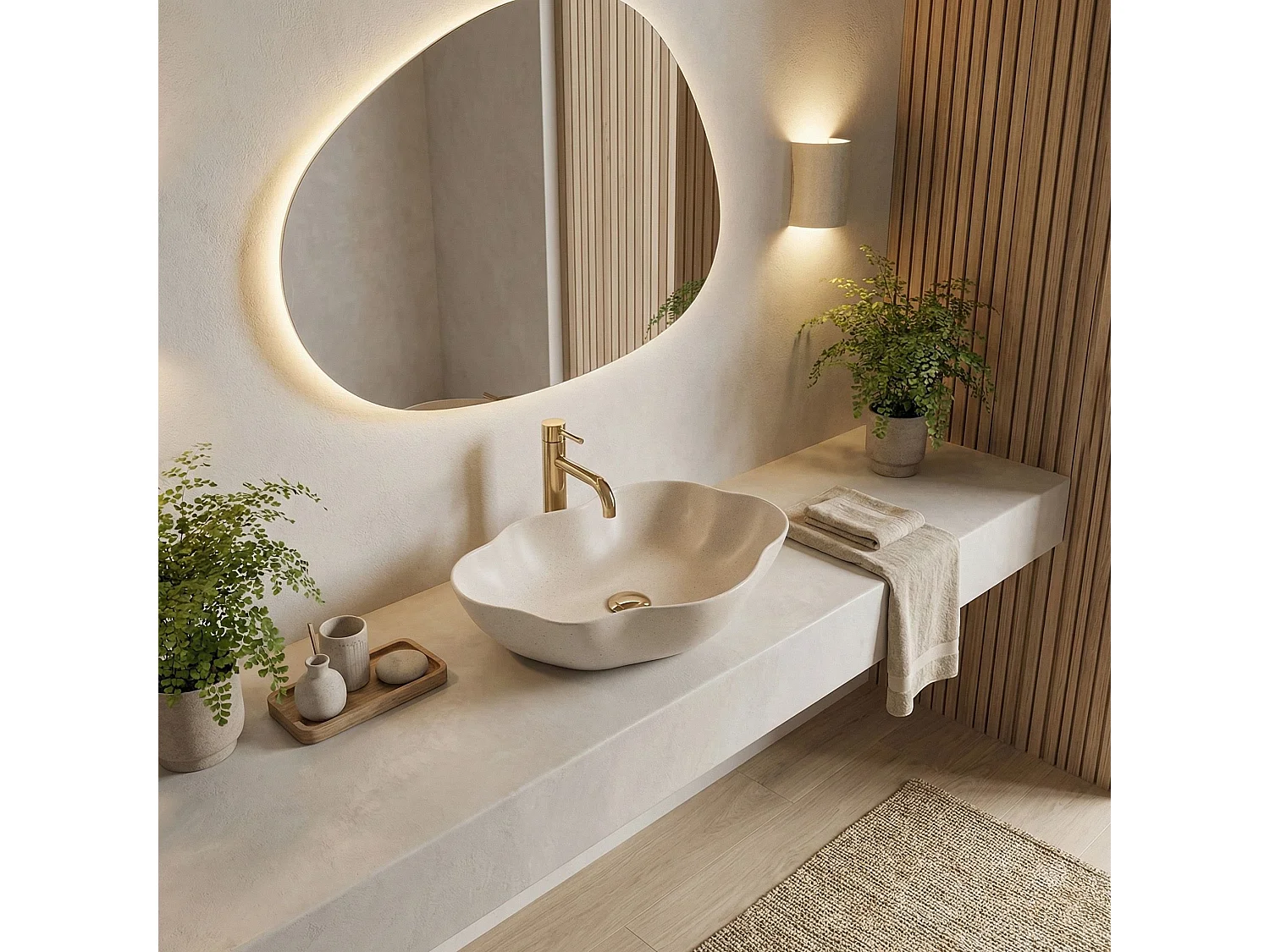 Opzetwastafel Rea Pearl Warm Beige