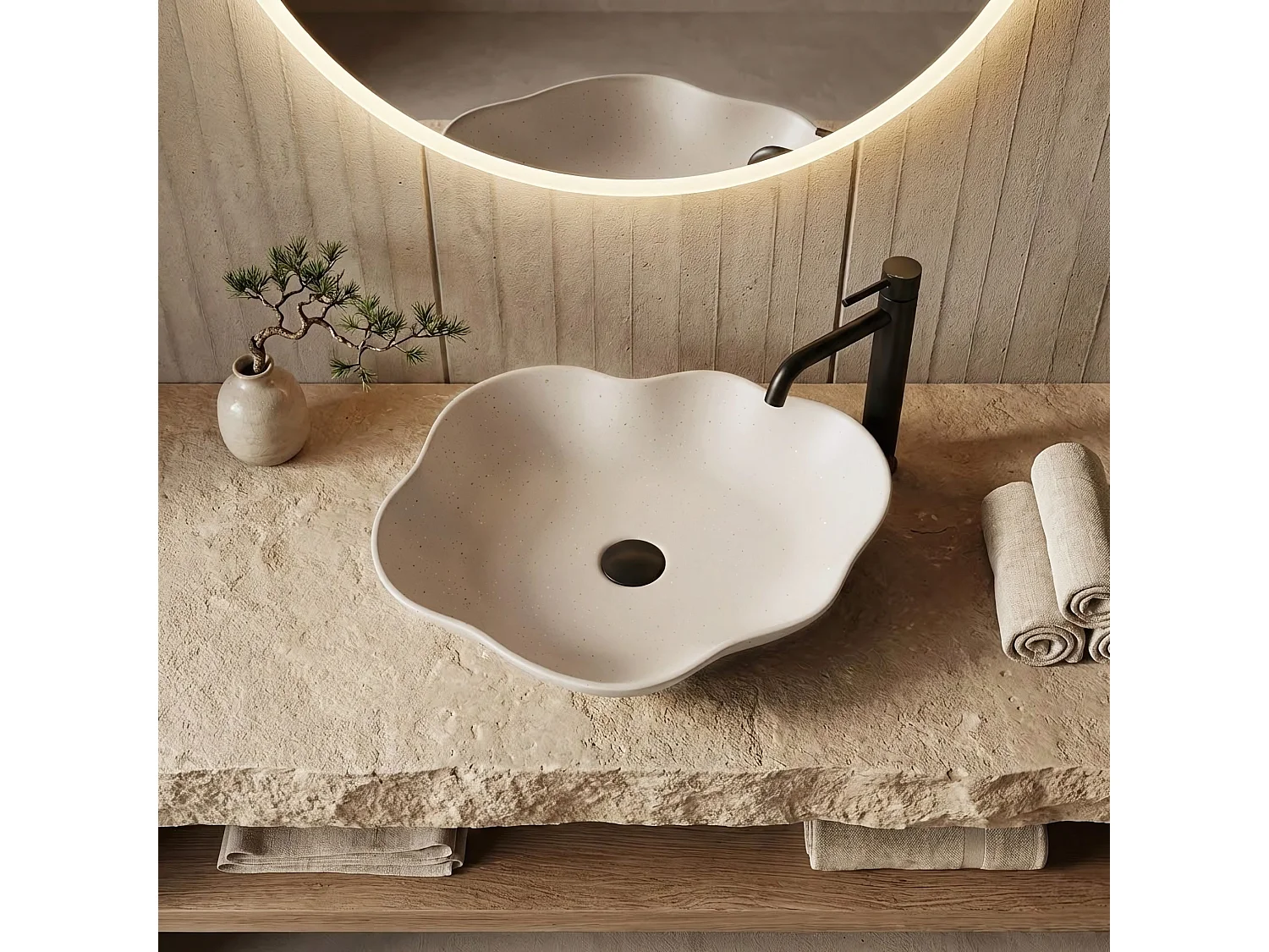 Opzetwastafel Rea Pearl Warm Beige