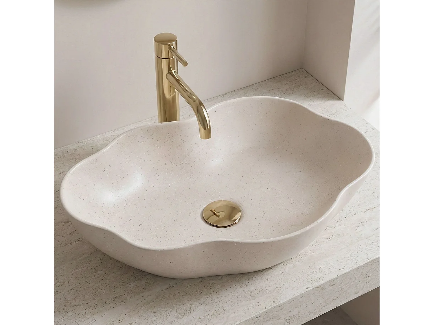 Opzetwastafel Rea Pearl Warm Beige