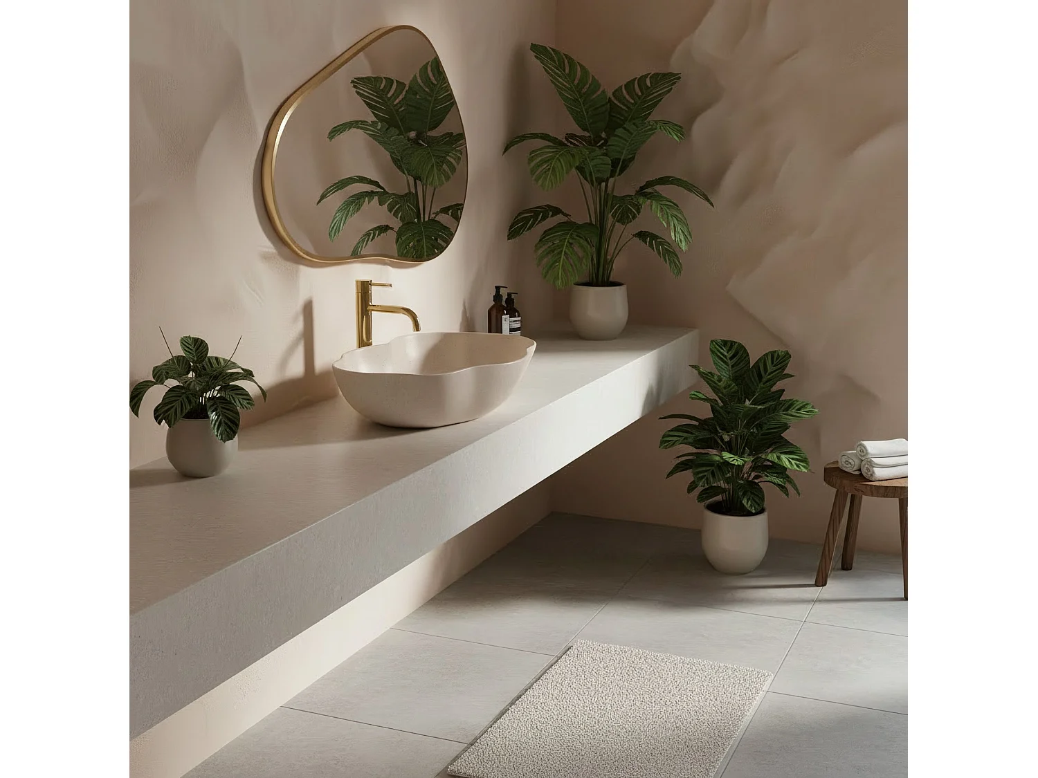 Opzetwastafel Rea Pearl Warm Beige