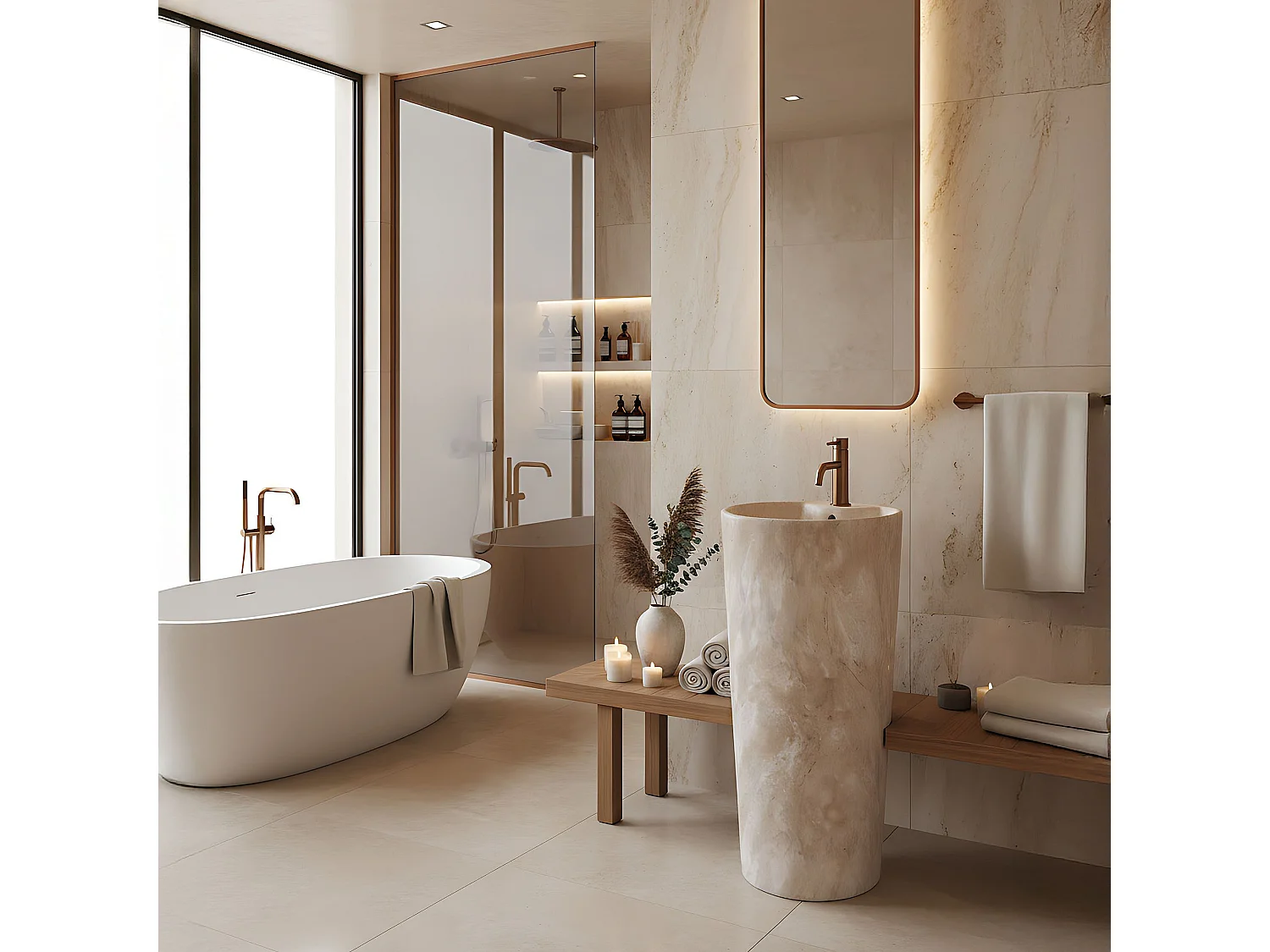 Lavabo Sur Pied Rea Blanka Savana Matt Beige