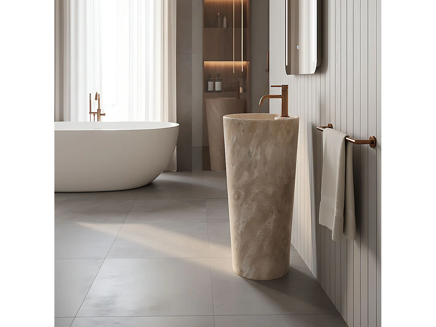 Lavabo Sur Pied Rea Blanka Savana Matt Beige