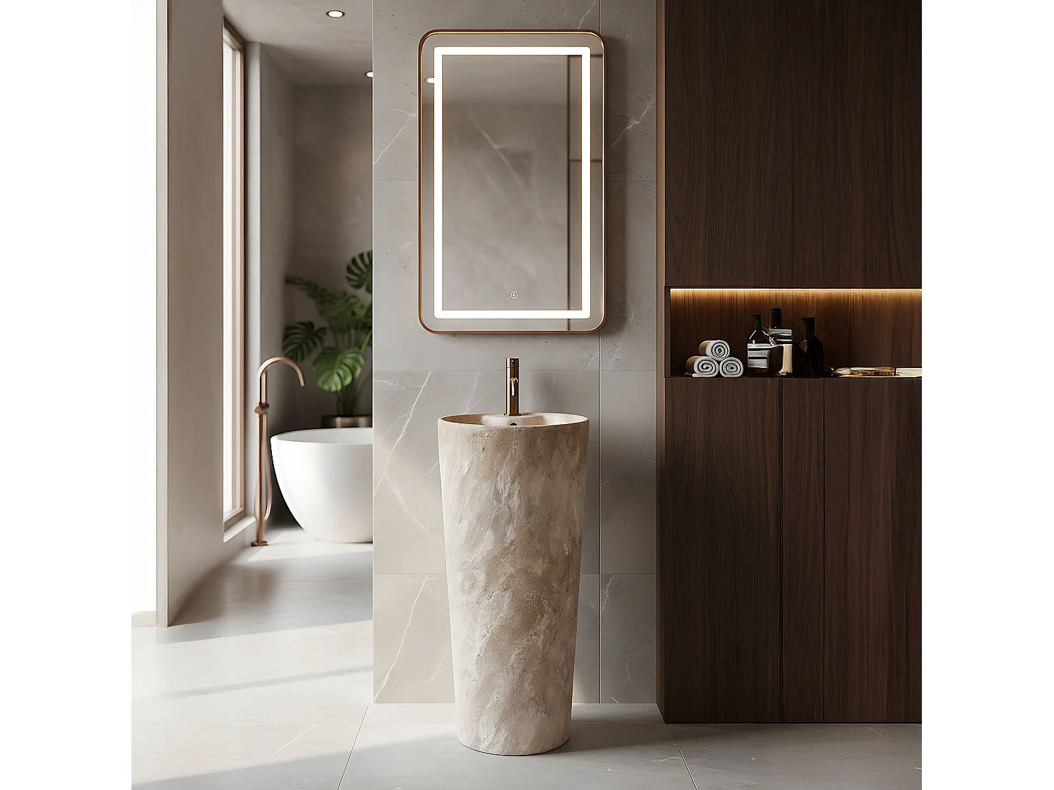 Lavabo Sur Pied Rea Blanka Savana Matt Beige