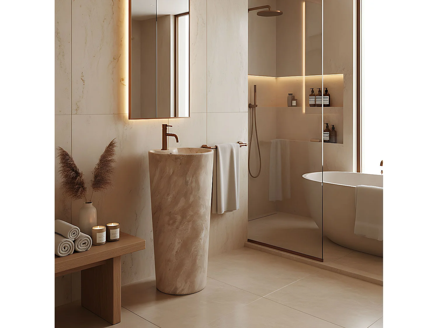 Lavabo Sur Pied Rea Blanka Savana Matt Beige