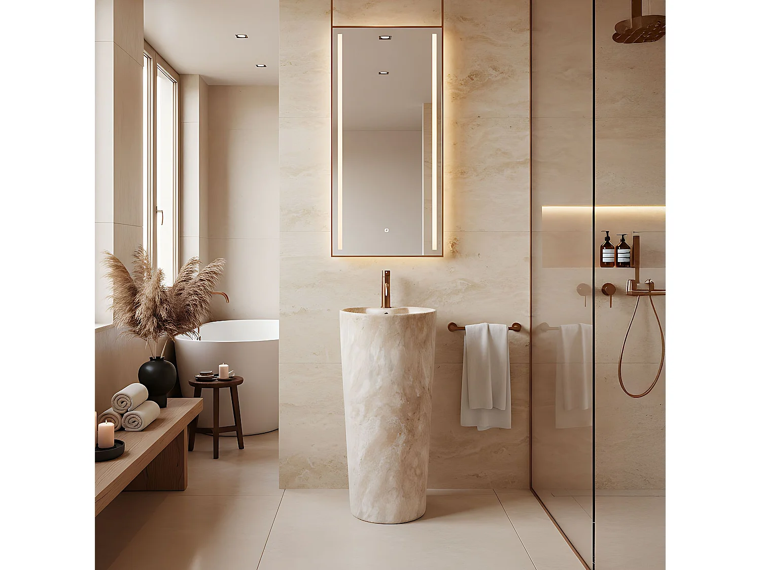 Lavabo Sur Pied Rea Blanka Savana Matt Beige