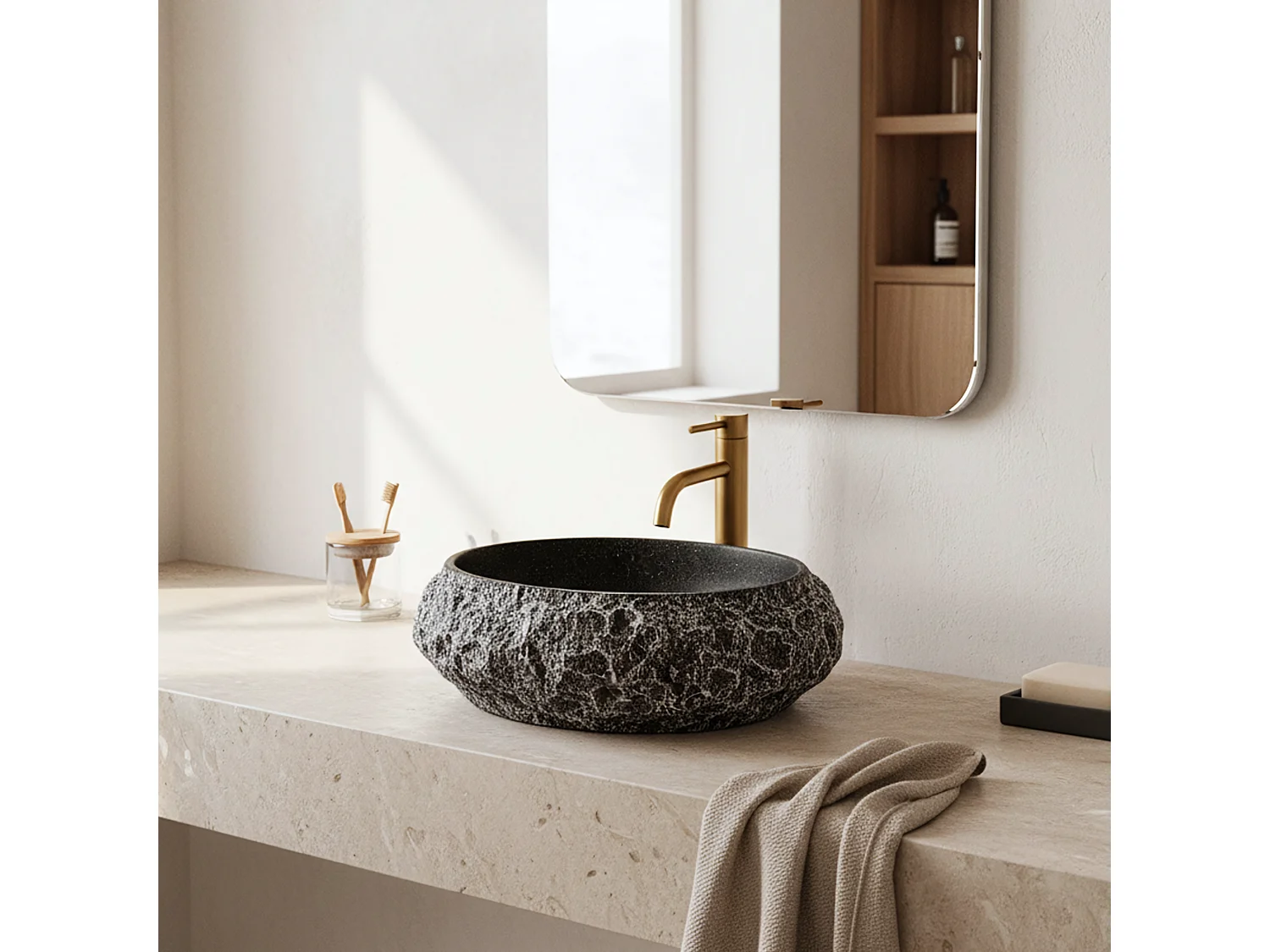Vasque À Poser Rea Mika Gabro Black