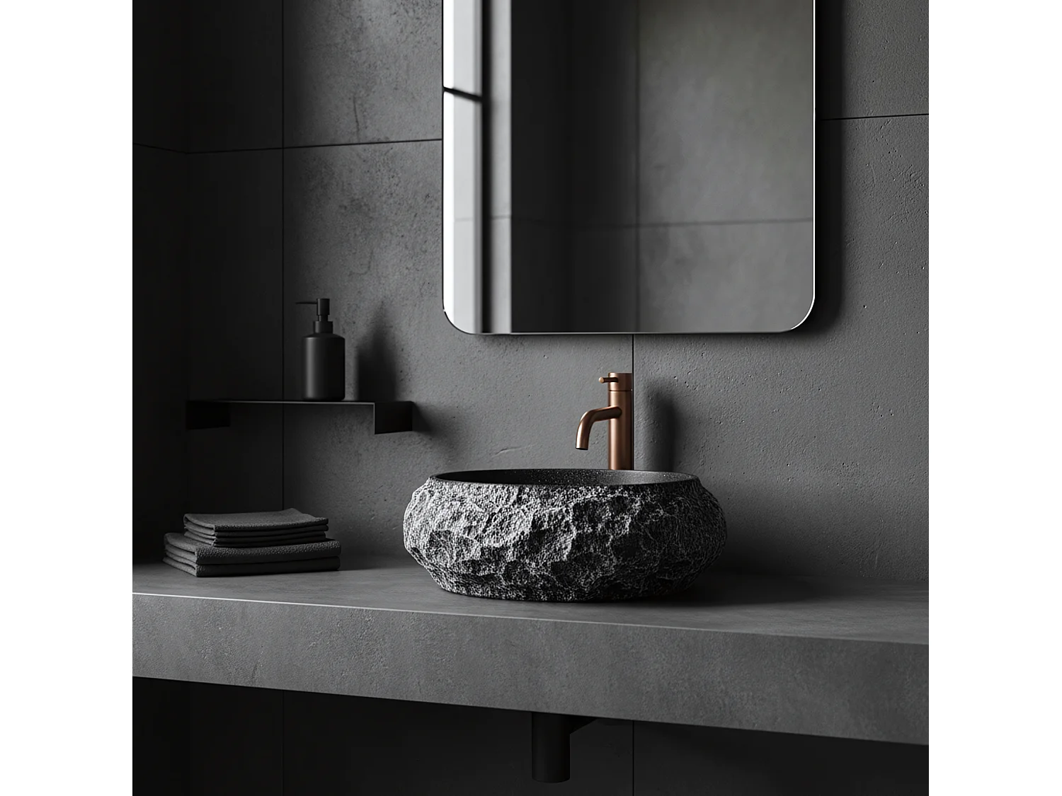 Vasque À Poser Rea Mika Gabro Black