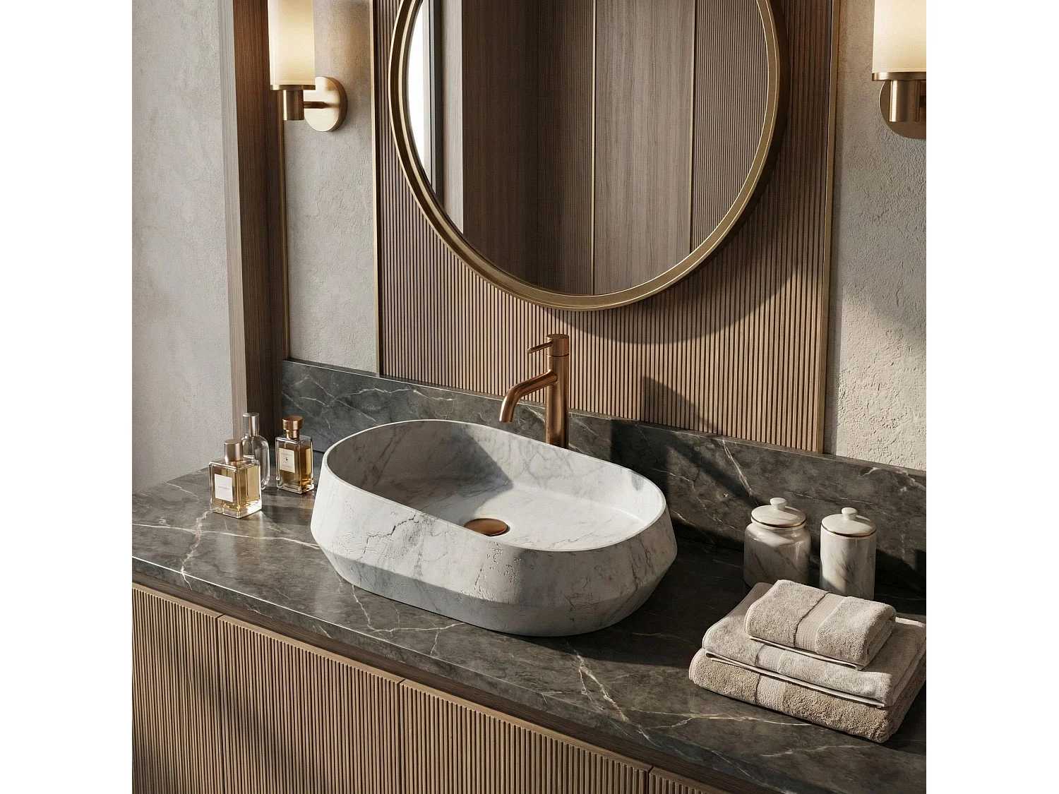 Vasque À Poser Rea Venice Imitation Stone, Gray