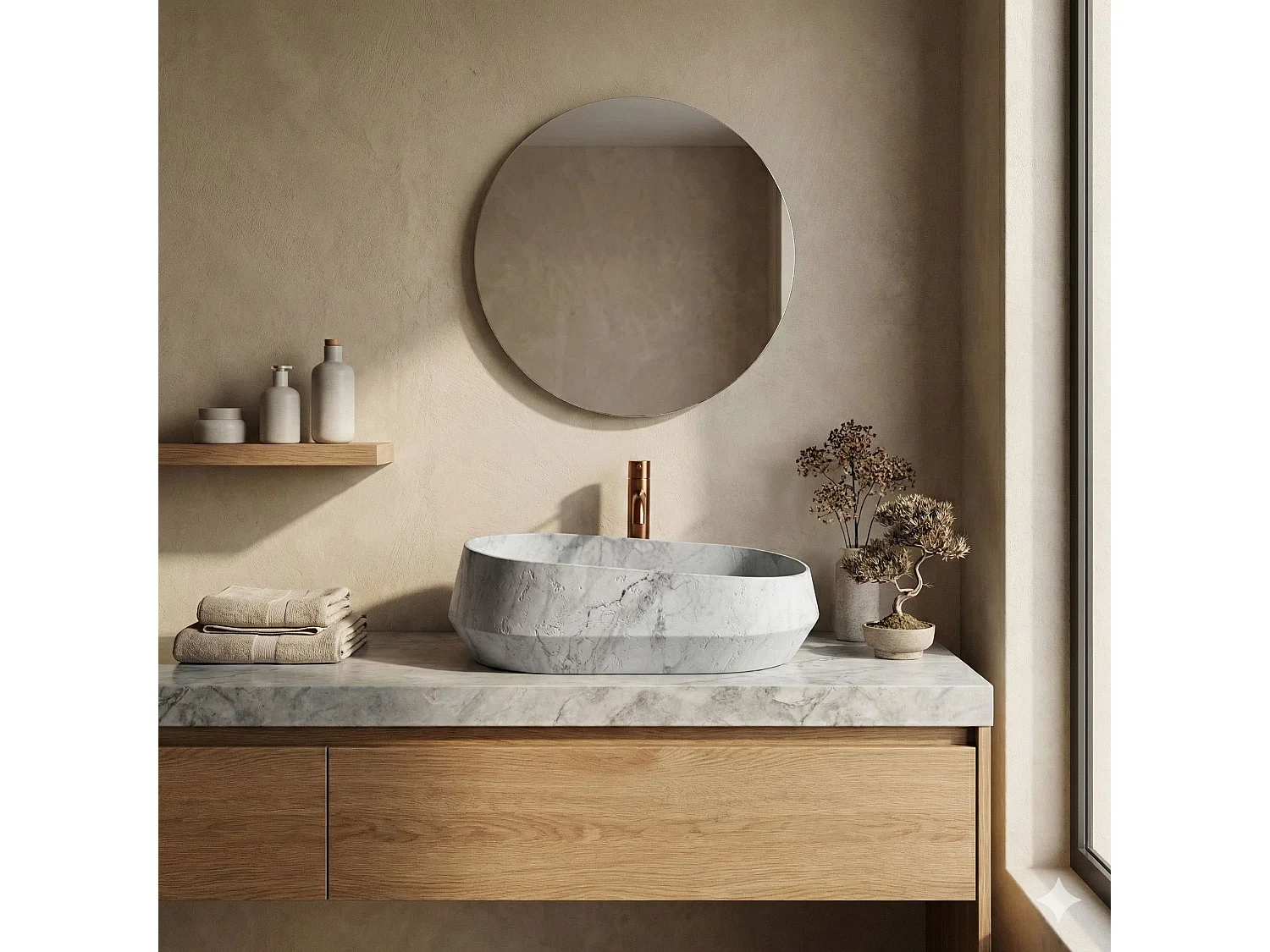 Vasque À Poser Rea Venice Imitation Stone, Gray