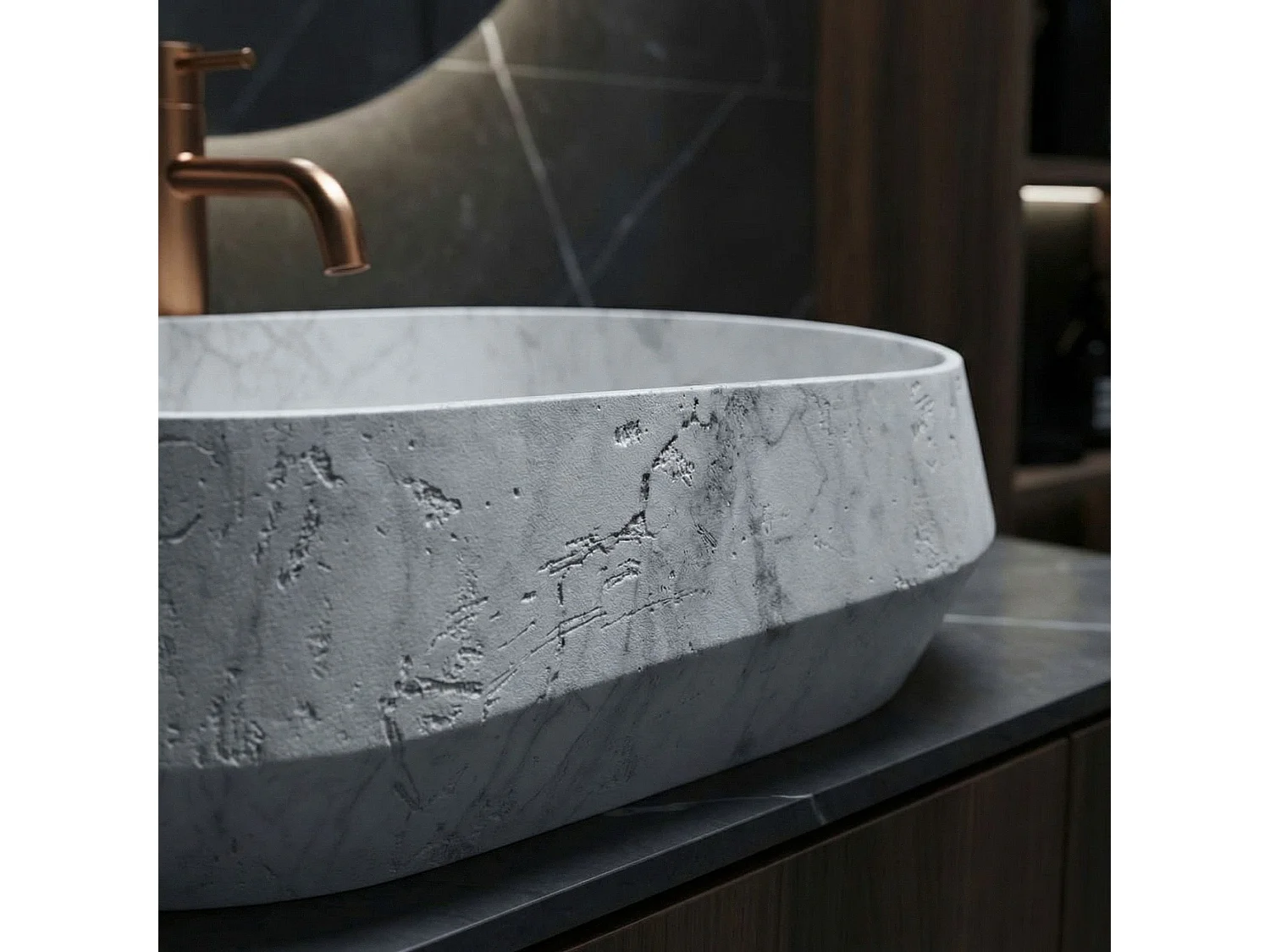 Vasque À Poser Rea Venice Imitation Stone, Gray