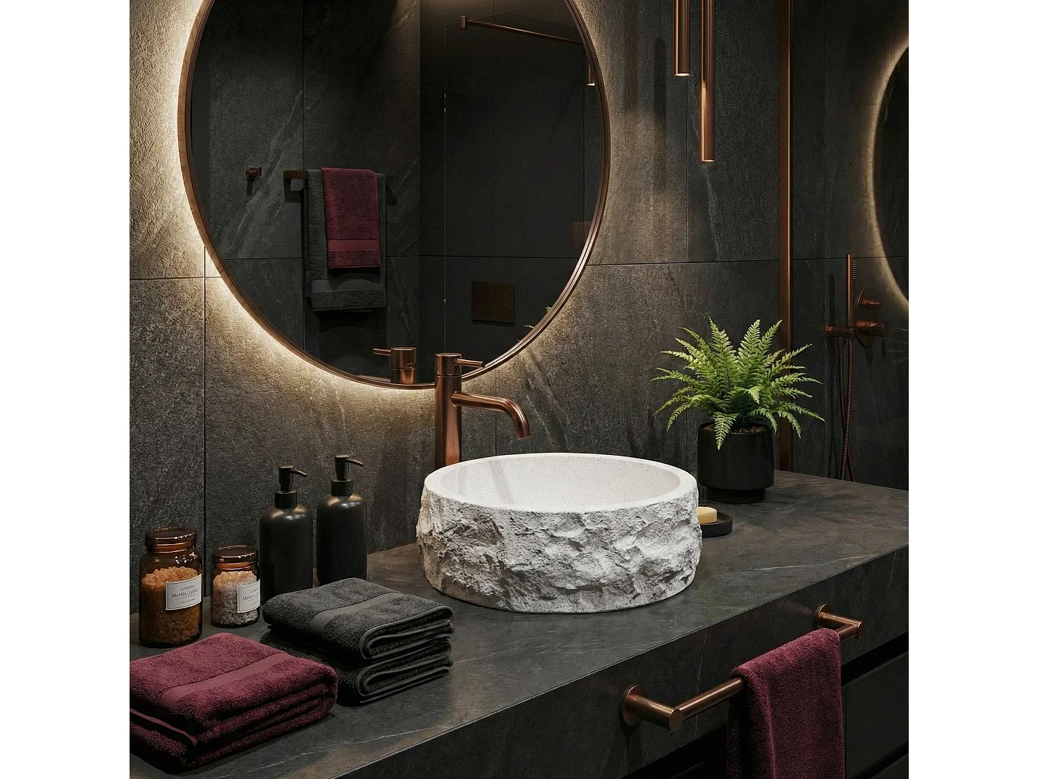 Vasque À Poser Rea Alice White, Imitation Stone