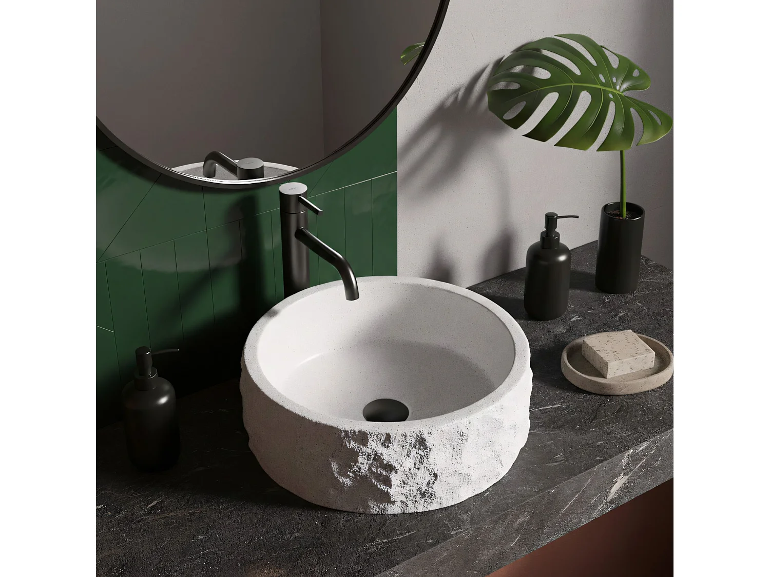 Vasque À Poser Rea Alice White, Imitation Stone