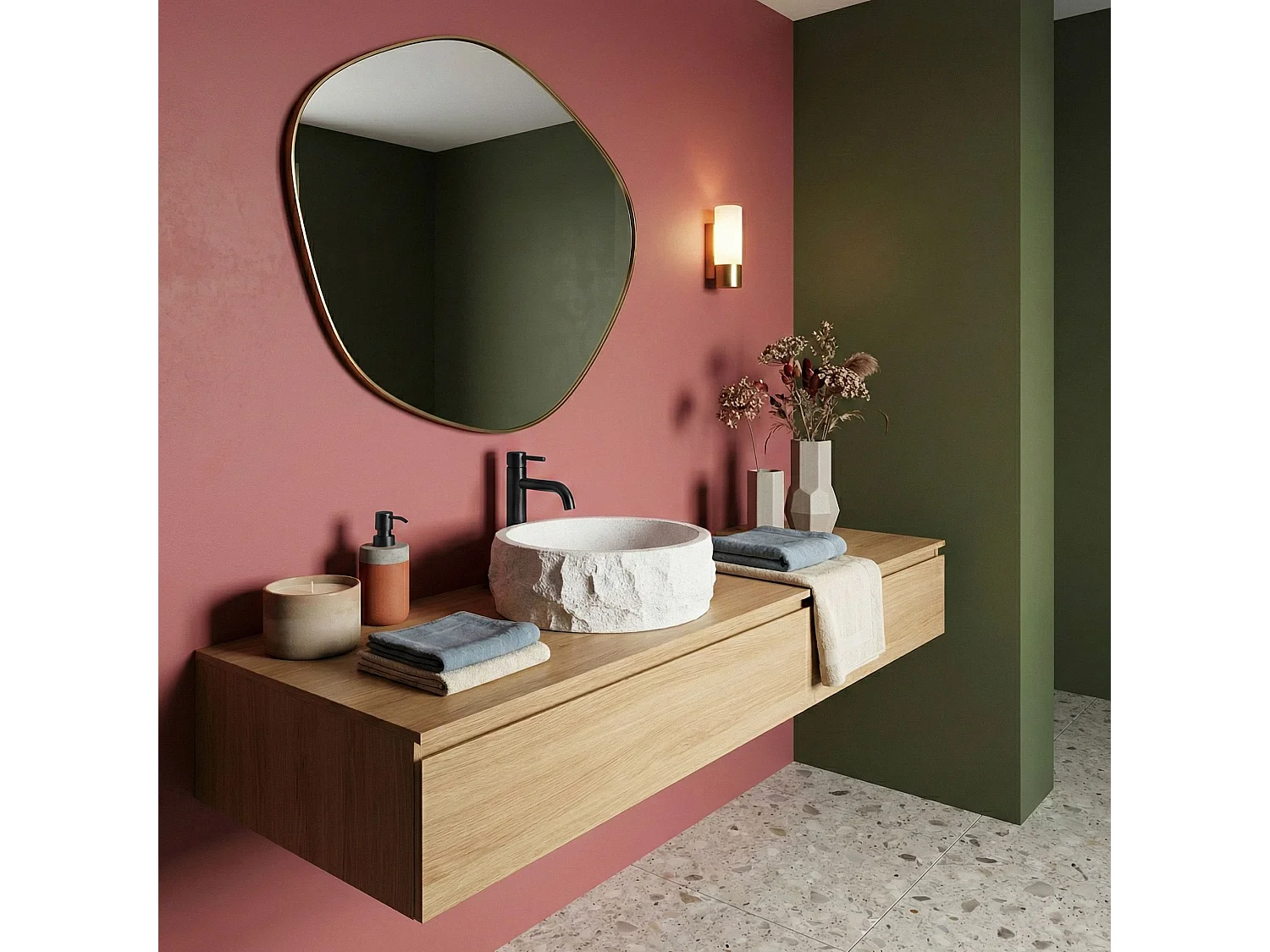 Vasque À Poser Rea Alice White, Imitation Stone