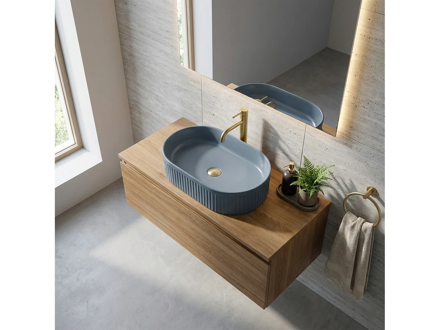 Vasque À Poser Rea Vanda Blueberry Matt 48 Blue