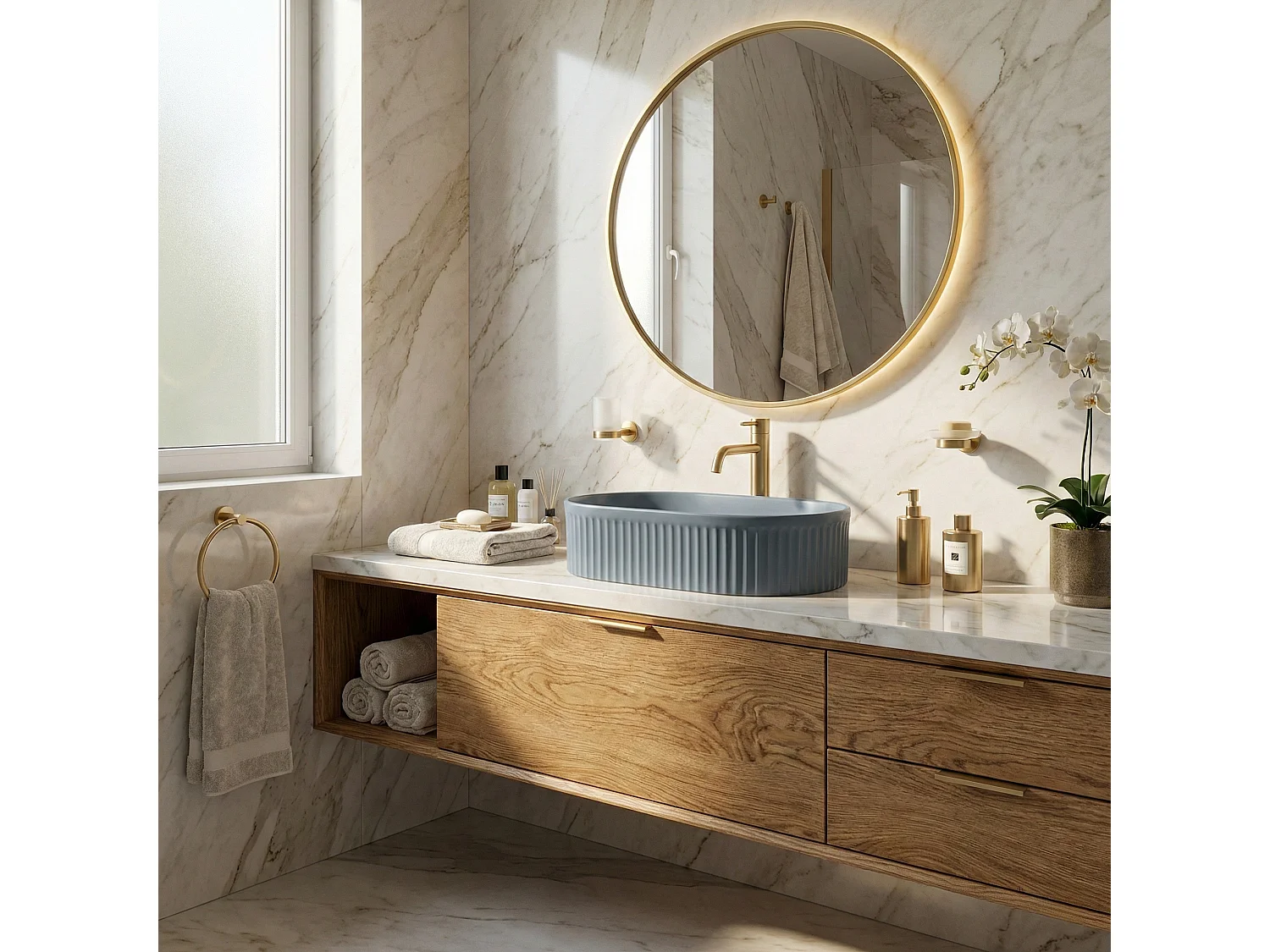 Vasque À Poser Rea Vanda Blueberry Matt 48 Blue