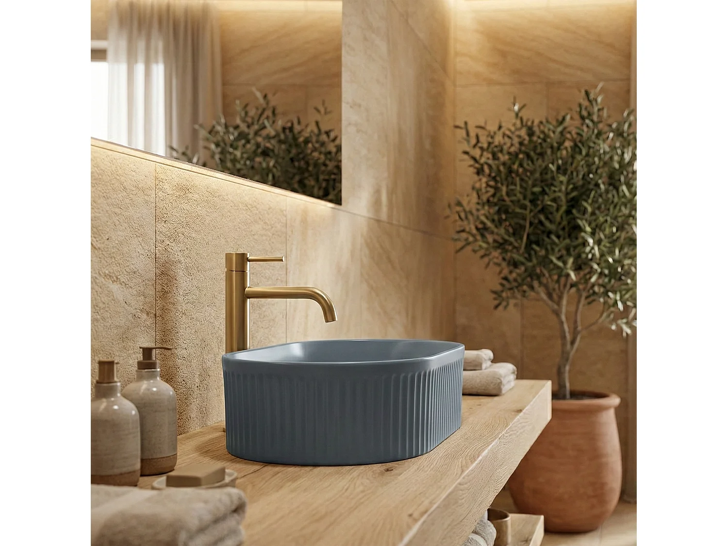 Vasque À Poser Rea Vanda Blueberry Matt 48 Blue