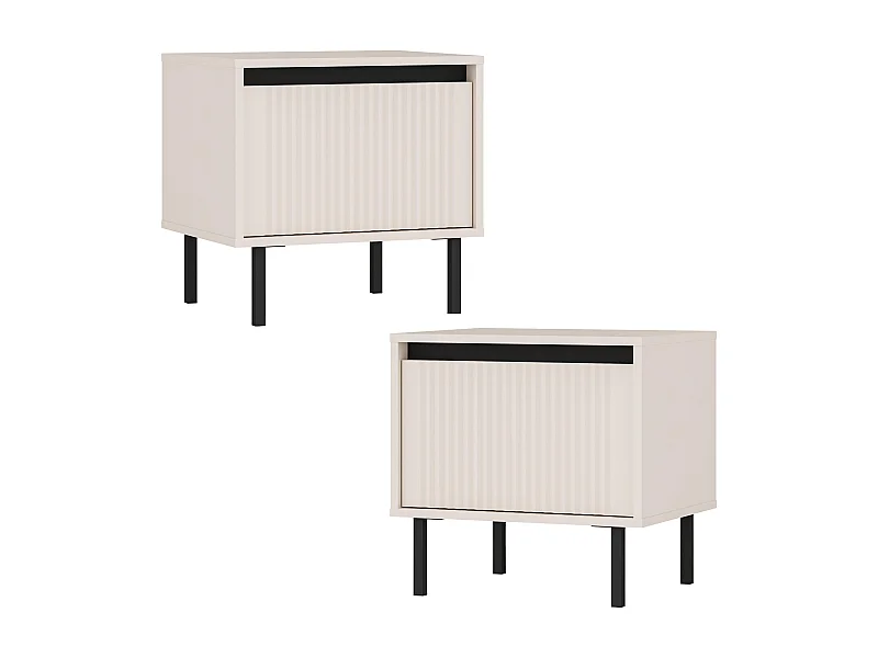 AX LIVING Table de chevet BODRUM lot de 2 1 tiroir beige sable