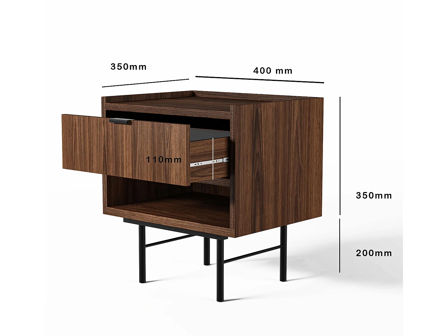 AX LIVING Nordiva Table de chevet 40 cm Warmia Walnut bois moderne