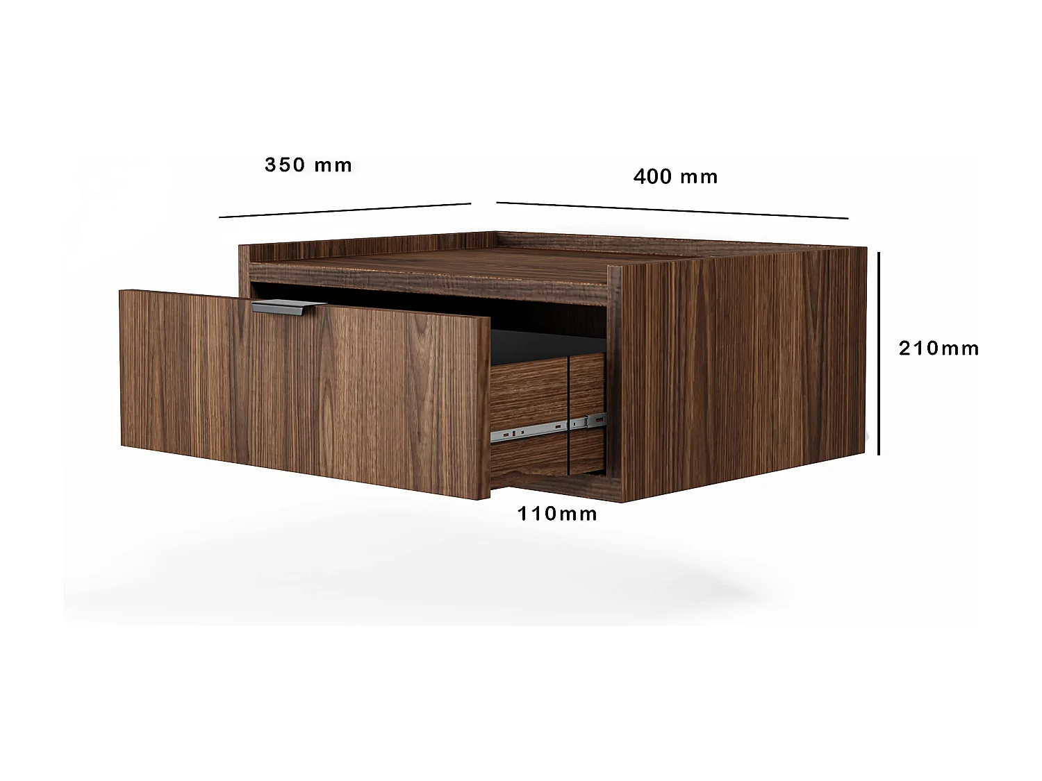 AX LIVING Nordiva Table de chevet suspendue 40 cm Warmia Walnut avec tiroir