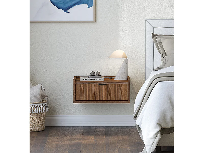 AX LIVING Nordiva Table de chevet suspendue 40 cm Warmia Walnut avec tiroir