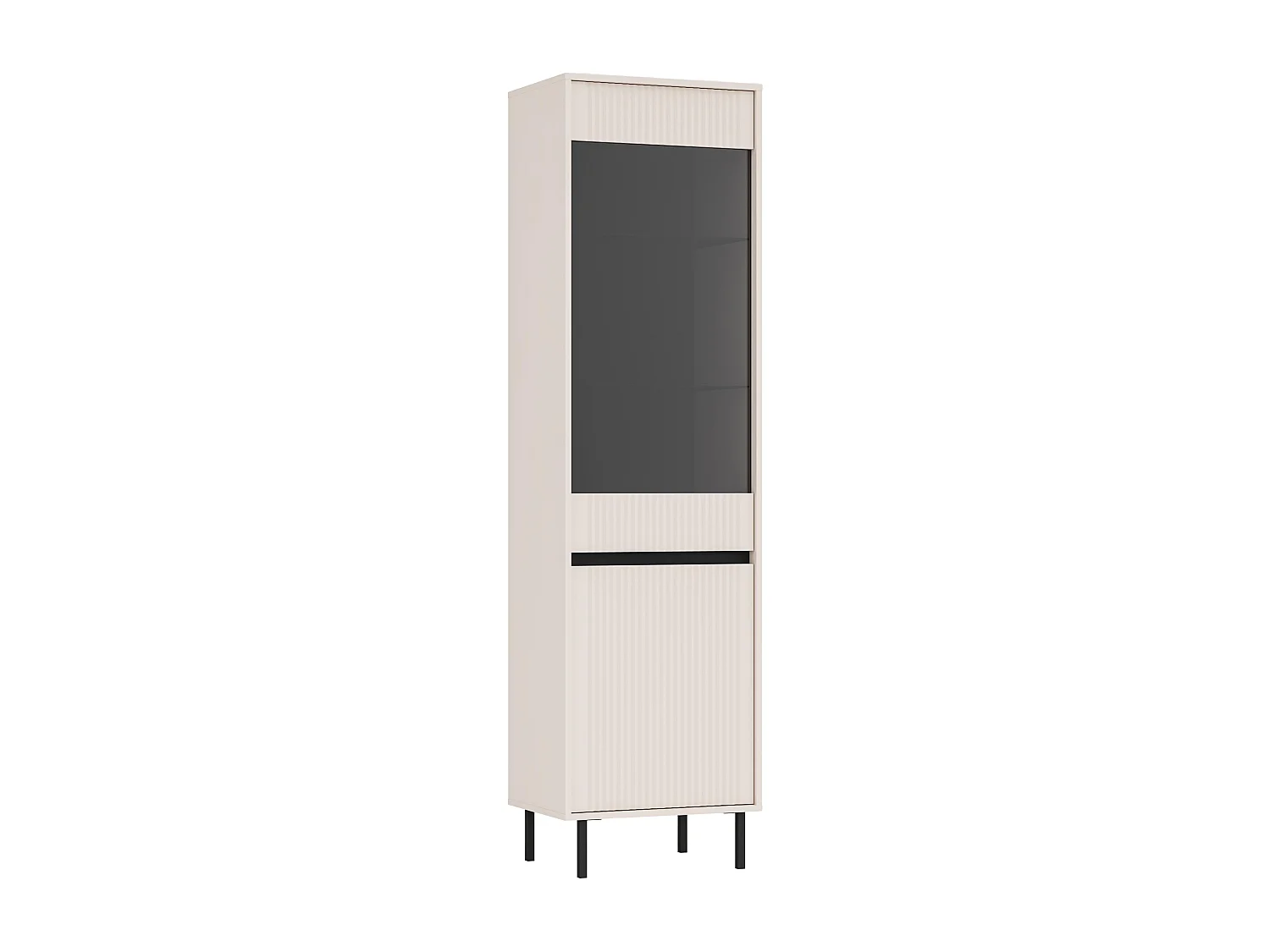 AX LIVING Vitrine BODRUM Hochschrank 2 Türen Glas 56 cm Sandbeige