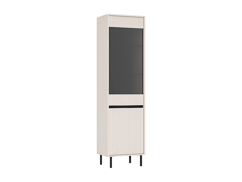 AX LIVING Vitrine BODRUM Hochschrank 2 Türen Glas 56 cm Sandbeige