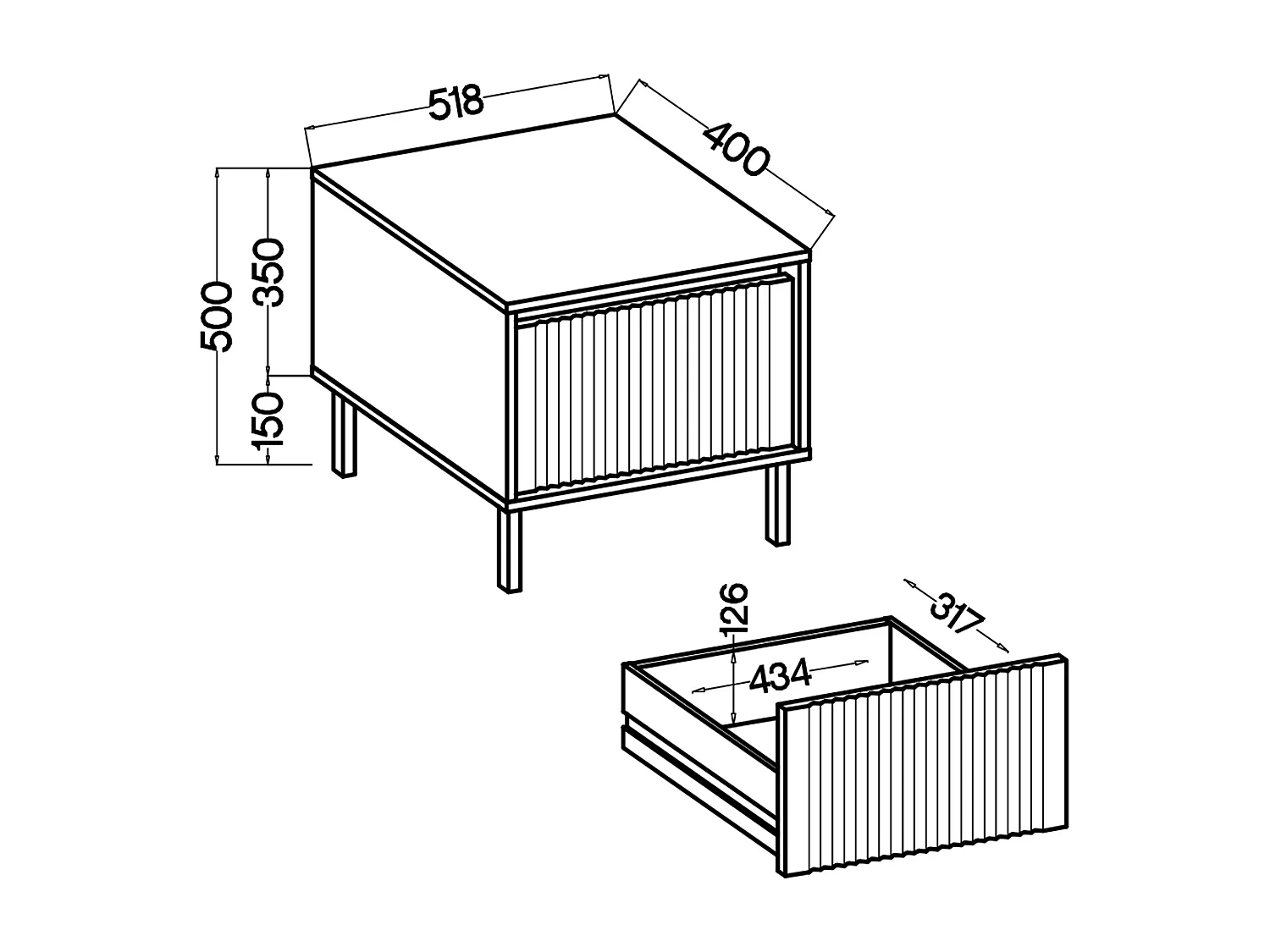 AX LIVING Table de chevet BODRUM lot de 2 1 tiroir chêne Evoke