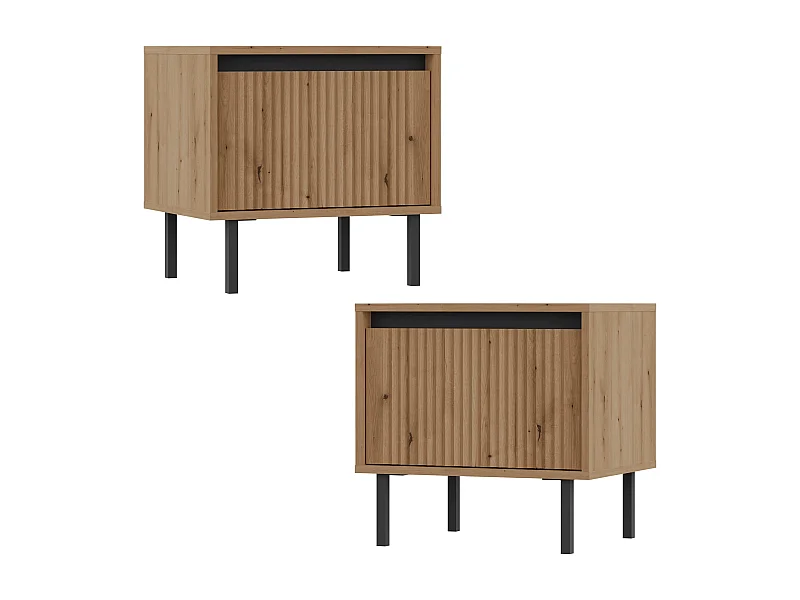 AX LIVING Table de chevet BODRUM lot de 2 1 tiroir chêne Evoke